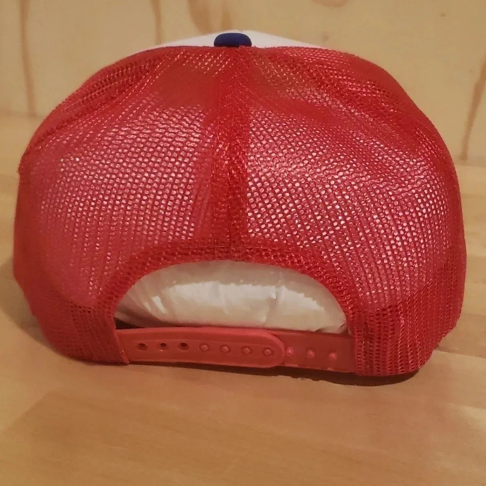 Vintage G & E Racing Mesh  Snapback Trucker Hat Blue/White/Red - Picture 3 of 6